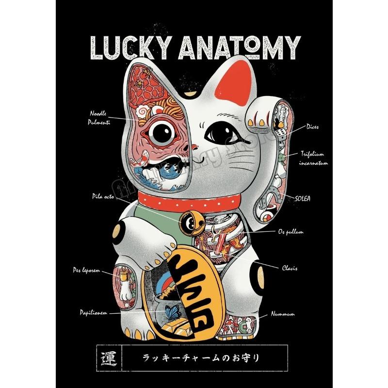 Japanese Lucky Cat Maneki Neko Cartoon Cute Animals Poster Canvas Painting Wall Art Pictures Restaurant Shop Home Decor
