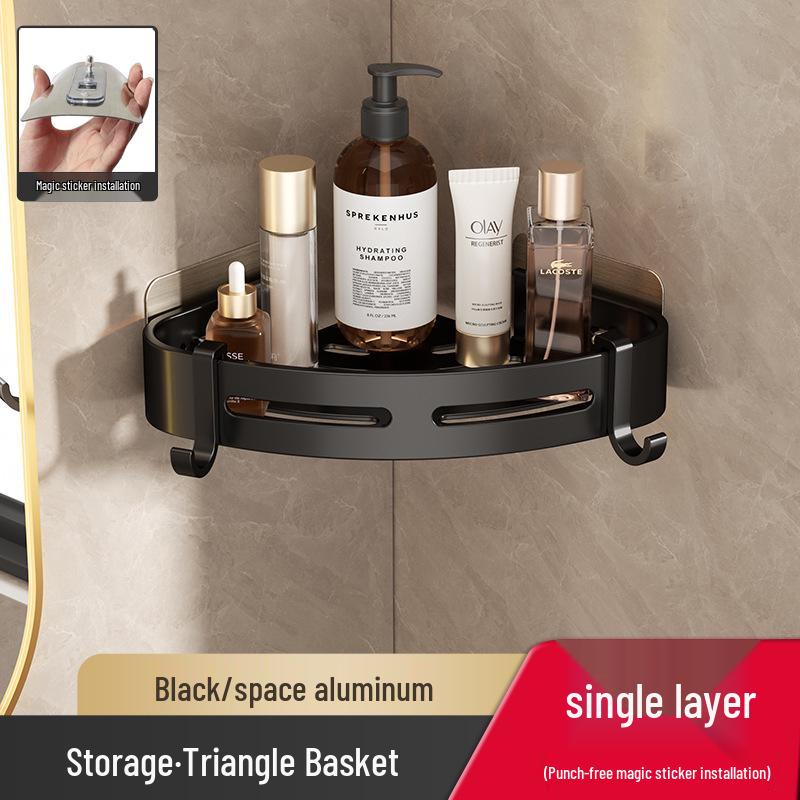 Punch-Free Wall-Mounted Bathroom Storage Shelf