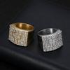 New 316 Stainless Steel/Titanium Steel Gold-Plated Full Diamond Cross Hip-Hop Men's Ring