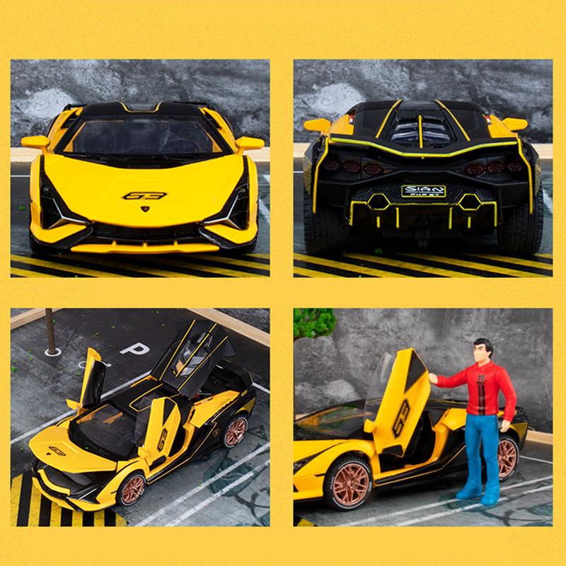 1:32 Scale Lambo Sian Alloy Car Model, with Light & Sound Effect Diecast Car Toys for Boy Birthday Gift Kids Toys Car Collection