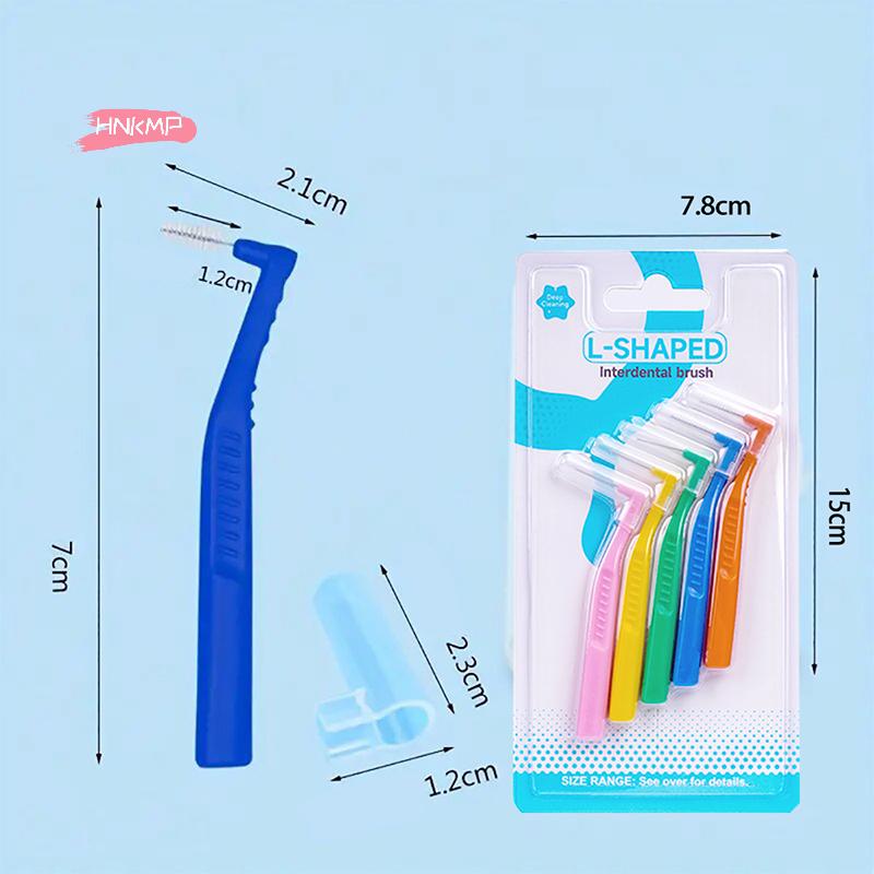 5Pcs Dental Interdental Brushes Oral Hygiene Flossing Tool L/I Shape Tooth Cleaning Head for Braces Users Toothpick Cleaner