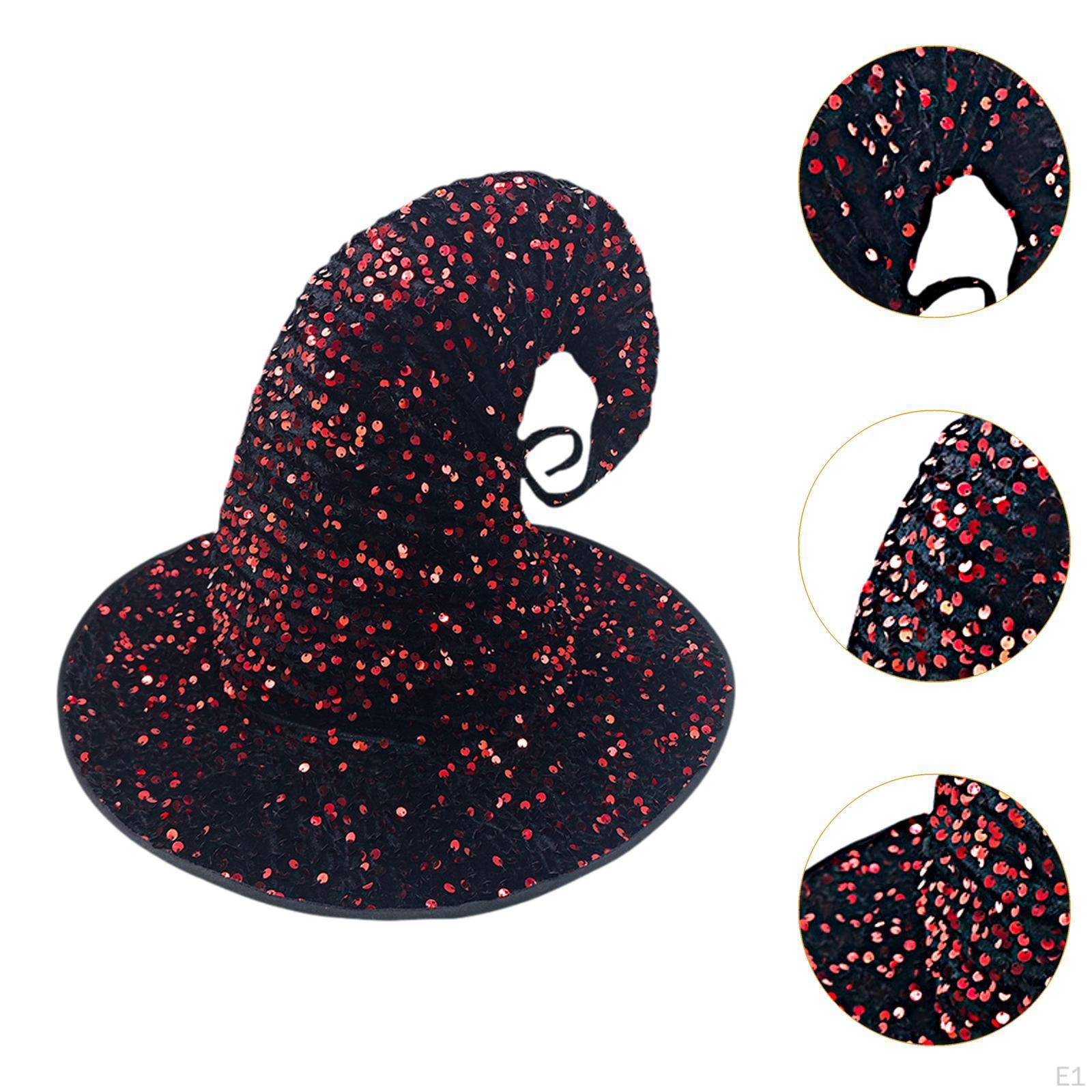 Элегантная шляпа ведьмы для празднования Хэллоуина Purple Sequins — фото 3