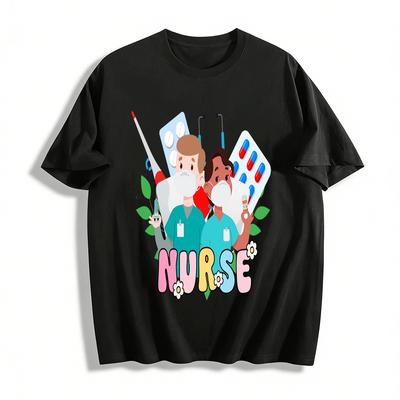 Nurse Themed Printed Top Casual T-Shirt For Nurse Day Celebration Pure Cotton T-shirt