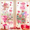 Valentine's Day Heart-Shaped Flower Angel Bedroom Living Room Balcony Festive Decorations Glass Static Cling Stickers
