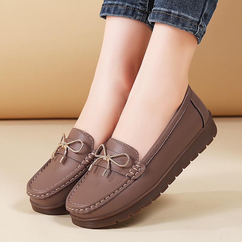 

Женские мокасины кожаные туфли для вождения комфортные балетки повседневные розовые лоферы для ходьбы минималистичные туфли для беременных для девочки EU:41 коричневый