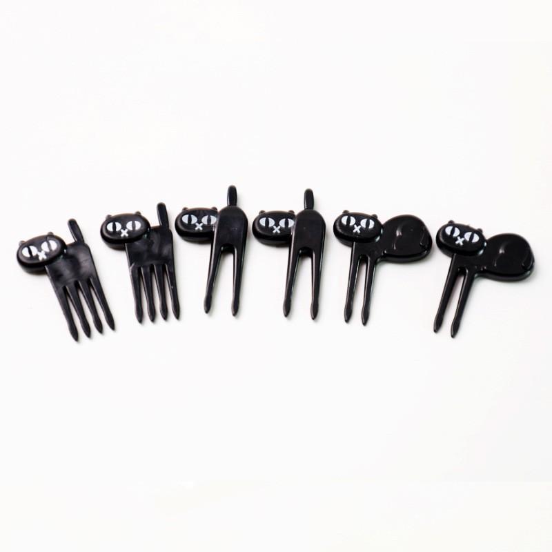 

6Pcs Cute Cartoon Animal Fork, Mini Cat Shaped Fruit Fork, Bento Lunch Box Decoration Accessory 6pcs чорний