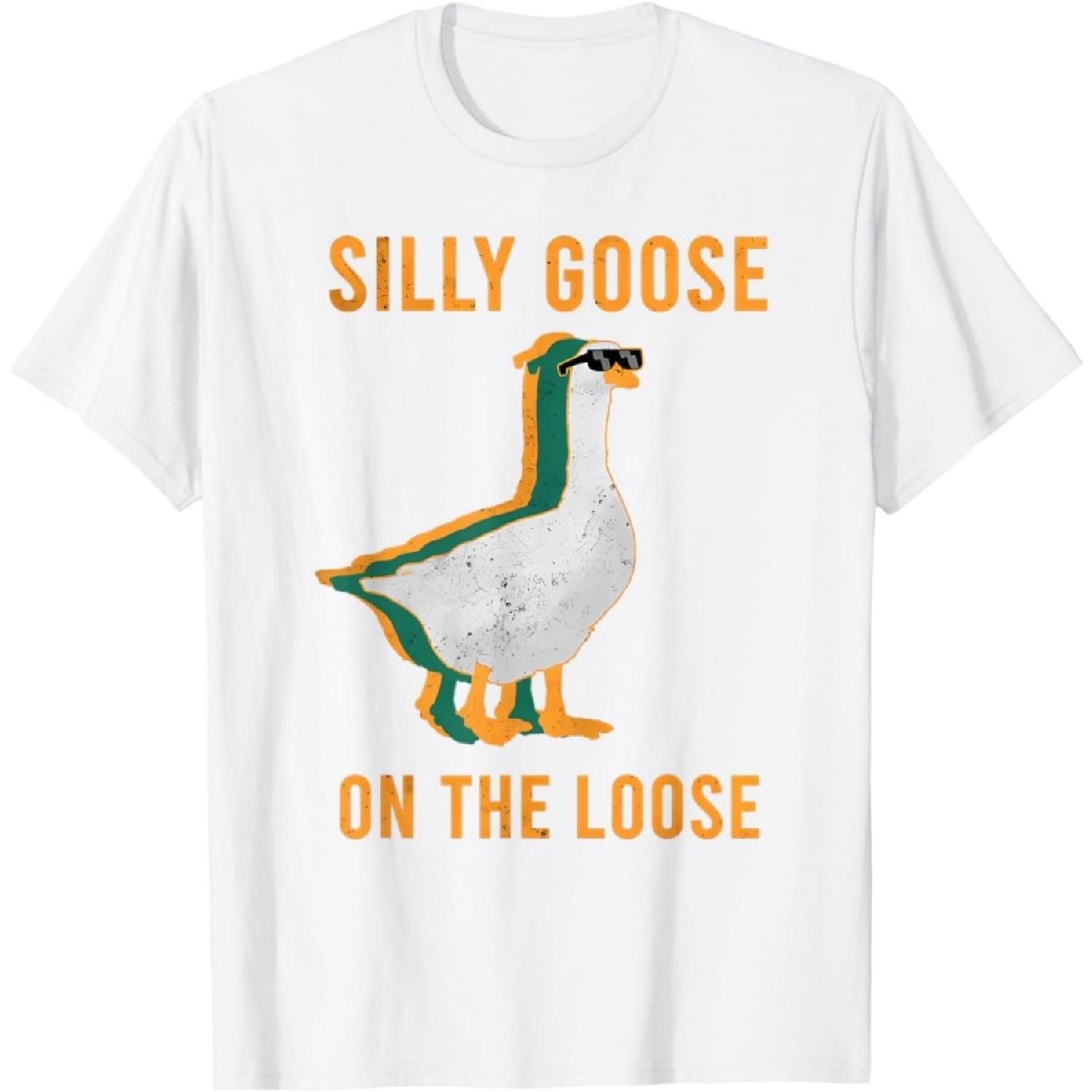 TcSerEinlO Глупый Гусь На Свободе Ретро Футболка XXXXXL белый