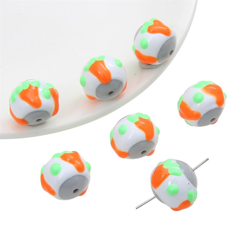 Hand-drawn Acrylic Beads Cute 16mm Spacer Charms for Keychain Jewelry DIY