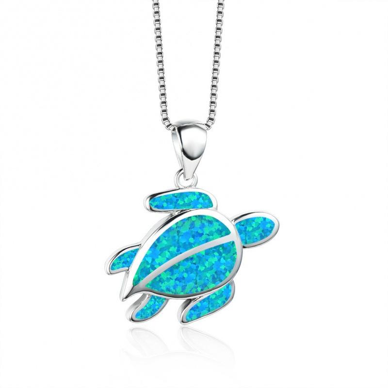 

Platinum single cute turtle full body blue necklace couple temperament collarbone chain