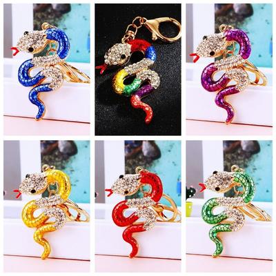 Porte-clés Serpent Strass Fortune Pendentif Sac Femme Coloré Serpent Mignon Pendentif Chanceux Couple