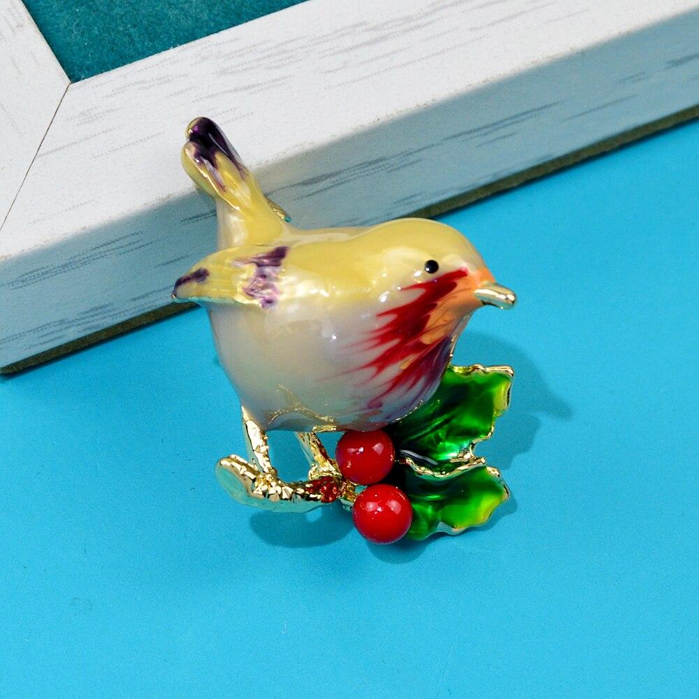 Blucome Multicolor Robin Bird Brooch Pins High Quality Enamel Animal Brooches For Friends Christmas New Year Jewelry Gifts