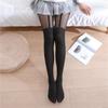 Black Silk Bowknot Garter Thigh-High Stockings - One-Piece Pantyhose for Spring & Autumn