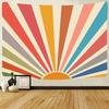 1 Vintage Boho Decor Sun And Moon Tapestry Retro Abstract Boho Wall Hanging Hippie Meditation 70S Rainbow Sunrise Sunset Bedroom