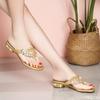 Dámské venkovní pantofle s ozdobou z kamínků Luxusní pantofle Letní nízký podpatek Bohémský styl Plážové žabky Sandály