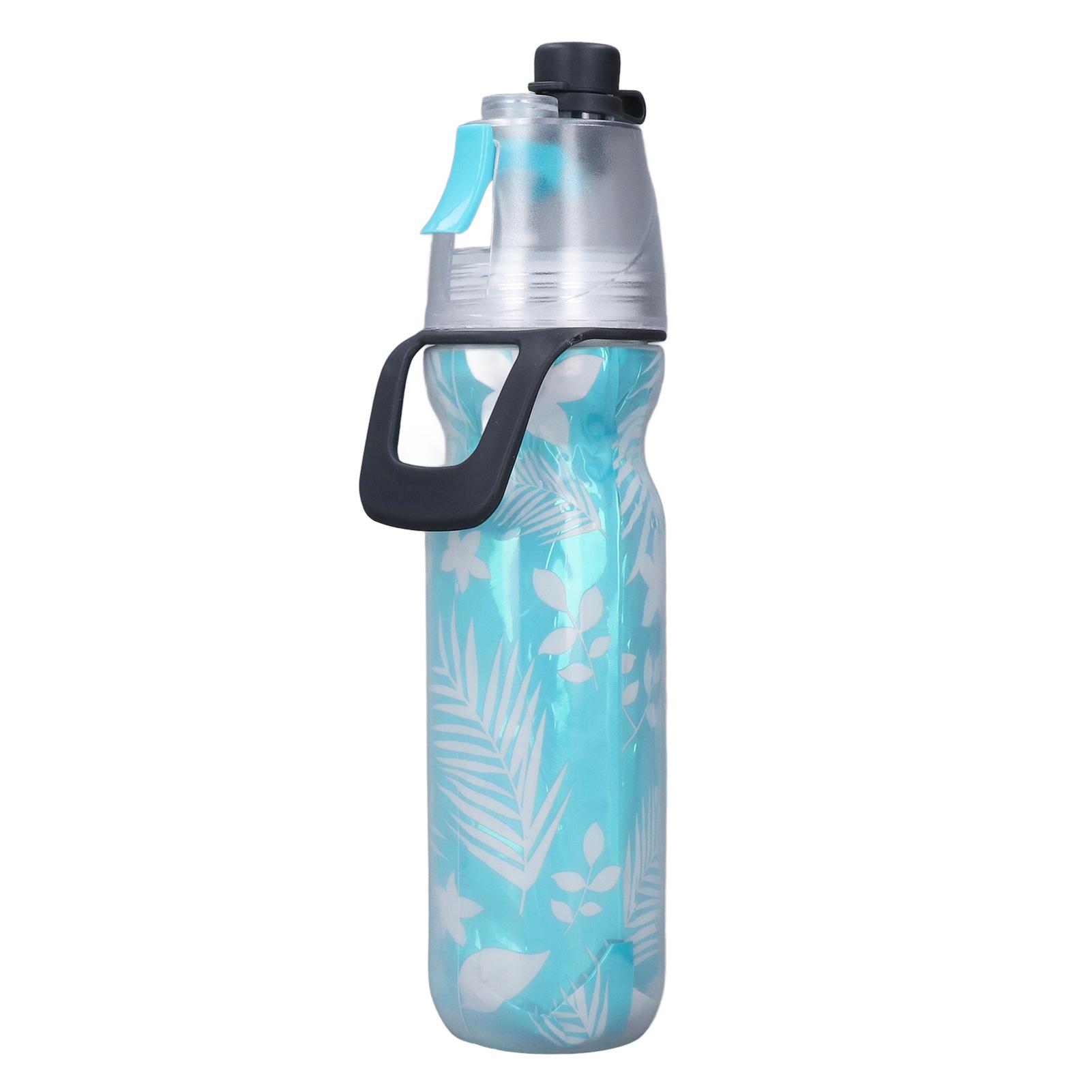 Бутылка для воды с распылителем PE, спортивная бутылка для воды, многоразовая охлаждающая бутылка для питья с двойным распылителем Cyan