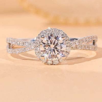 Huitan Elegant Round Cubic Zirconia Silver Color Wedding Rings for Women Eternity Marriage Engagement Accessories Jewelry