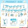 Ocean Beach Birthday Party Decorations Summer Beach Birthday Banner with 13pcs Nautical Seashell Seahorse Hanging Swirls for Coastal Beach Pool Party