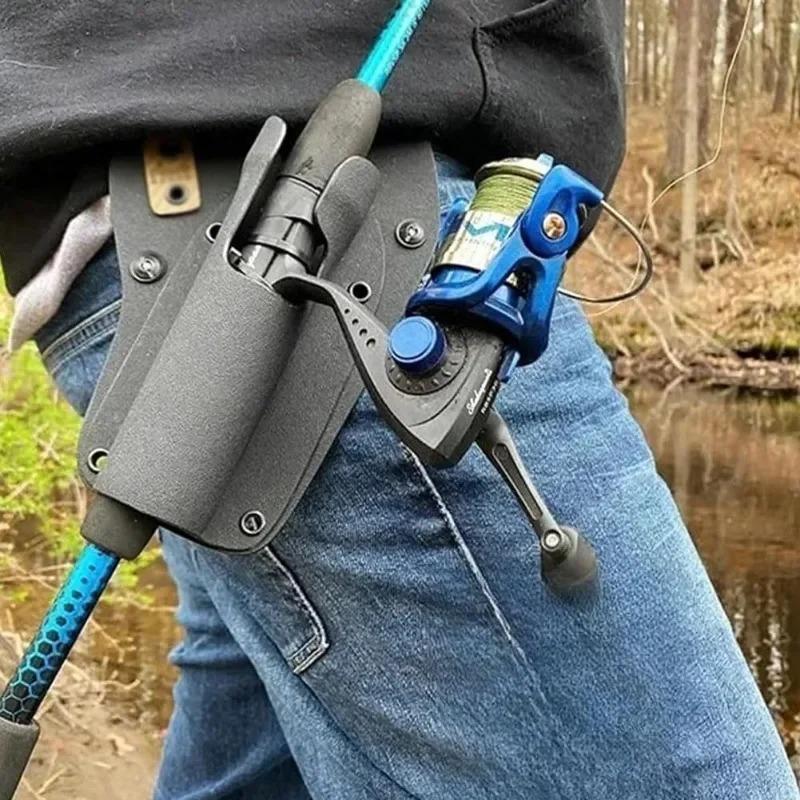 

Slide-in Fishing Rod Hip Holsters Hands-Free Rod Holder for Fly Bank Fishing Durable Adjustable Portable Fish Pole Holster сірий