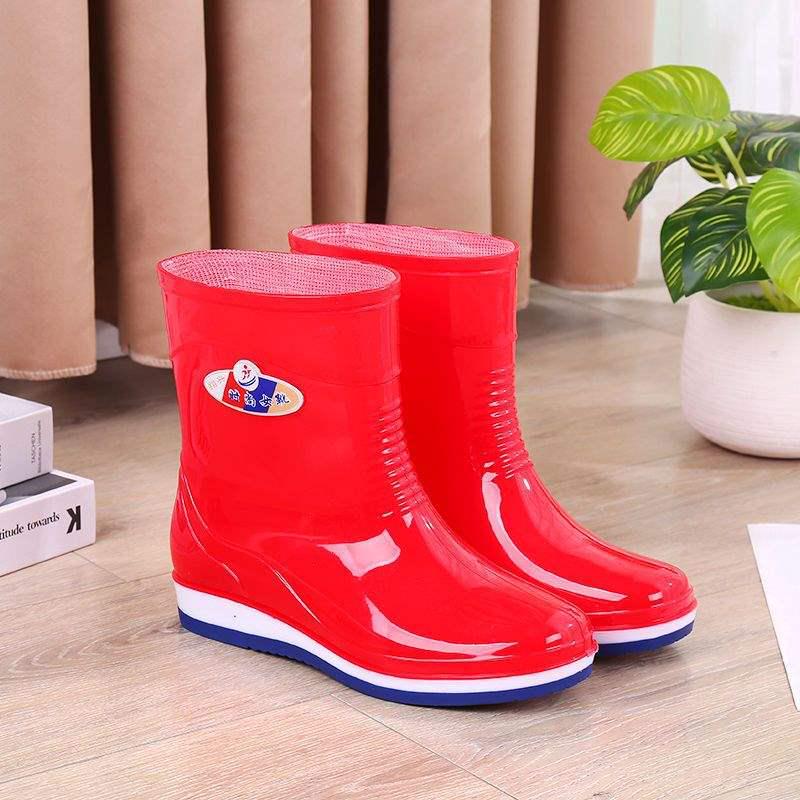 Women's Fleece-Lined Non-Slip Mid-Calf Rain Boots