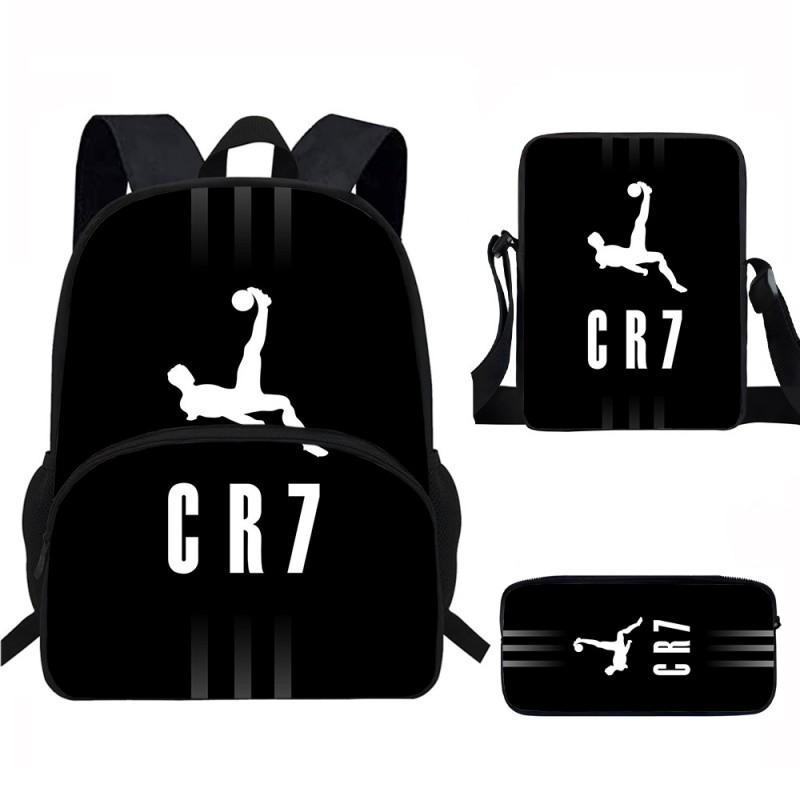 Set Zaino Scolastico CR7 per Bambini Tessuto Oxford Borsa a Doppio Scomparto con Tasca Frontale Astuccio Tracolla Ergonomico Dorsale