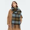 Plush Plaid Wool Scarf Mohair Winter Cashmere Scarves Classic Women Cape  Student