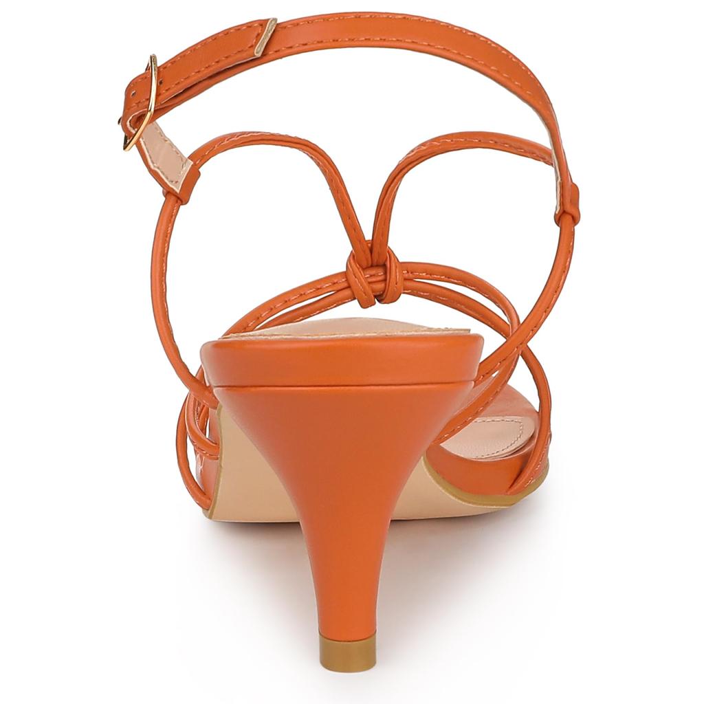 Allegra K Women's Slingback Sandals with Straps, Cat Heel, Orange, Size 25.0 cm