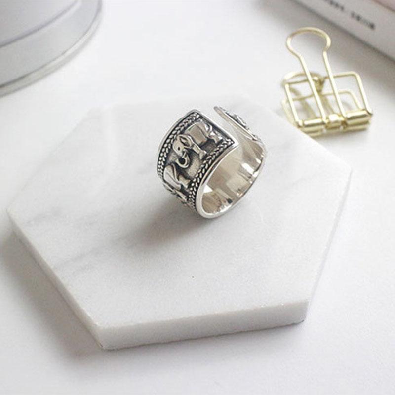 XIYANIKE Silver Open Rings for Women Couples Vintage Cute Elephant Animal Handmade Jewelry Party Accessories Gifts