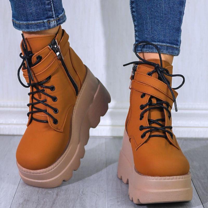 Thick-soled fashion boots autumn and winter new soles high-heeled colored short boots boots water table
