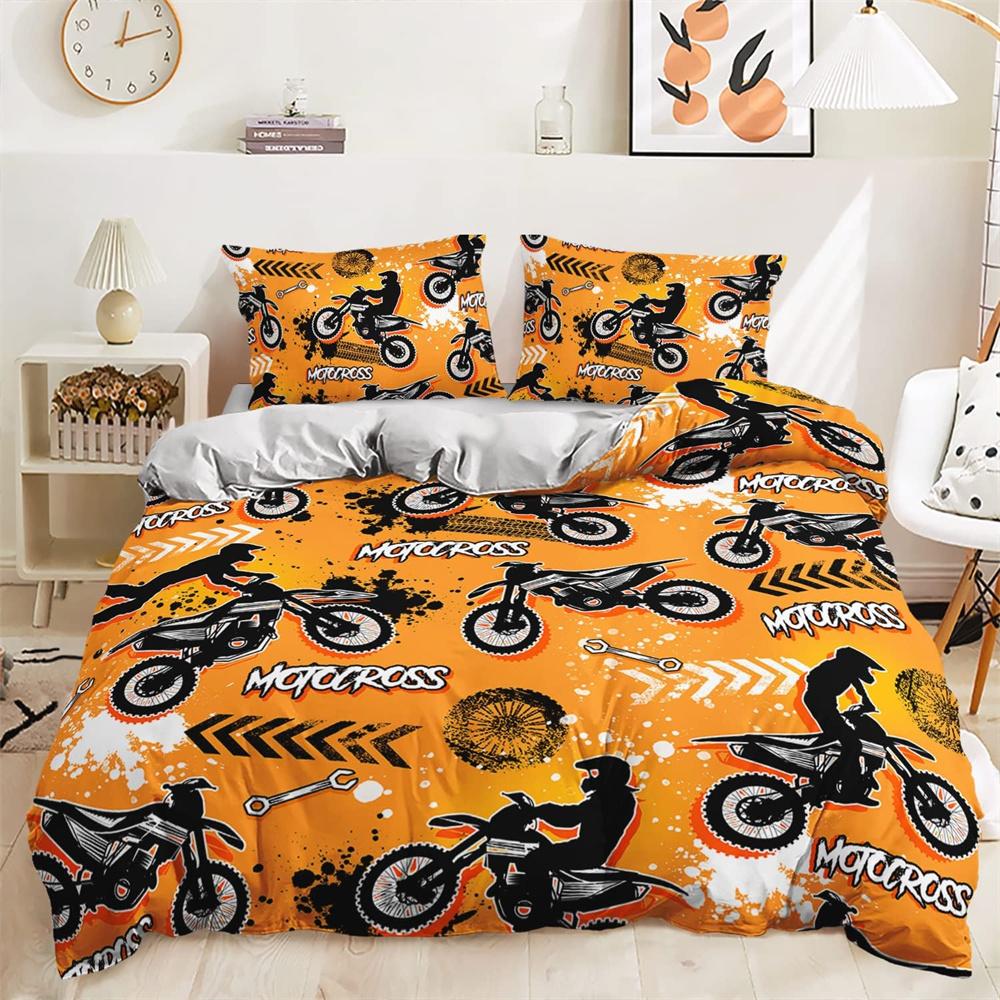3D Bicycle Rider Duvet Cover Silhouette Bedding Super King Bed Set, Soft Microfiber Comforter Cover Printed with Zipper Closure