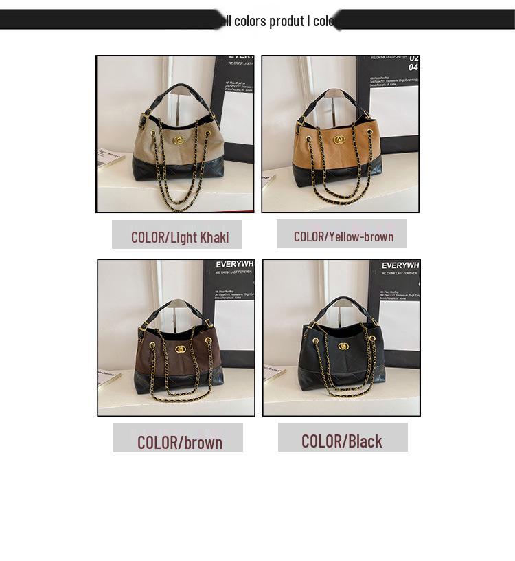 Damen Retro Farbblock Tragetasche mit Kette - Vielseitiger Schulter- & Umhängetaschen-Stil für den täglichen Gebrauch