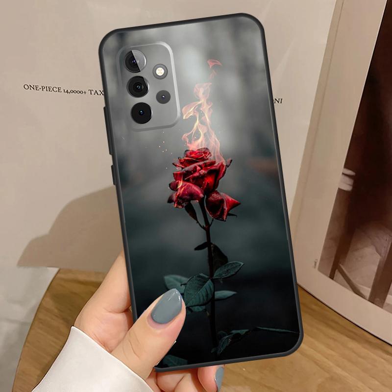 Red Rose Flower Case For Samsung Galaxy A15 A16 A17 A26 A36 A56 A55 A35 A52 A32 A12 A53 A33 A13 A14 A34 A54