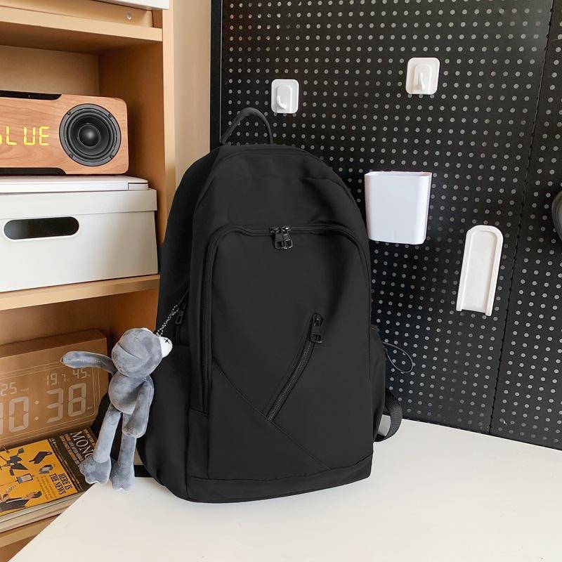 Schoolbag High-end Large-capacity Backpack Men's Backpack Versatile Solid Color Schoolbag Female College Student Junior High School Backpack Tide