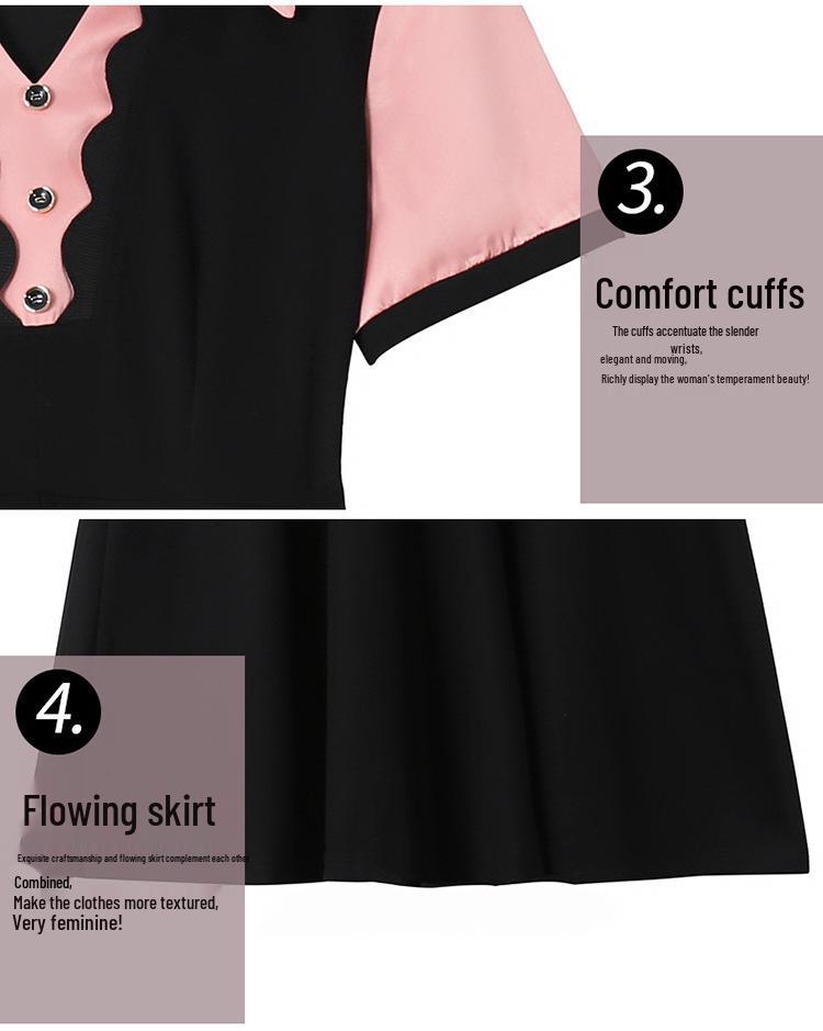 Color-Block Chic Plus Size Two-Piece Look Dress - Short Sleeve Summer Fashion for Women