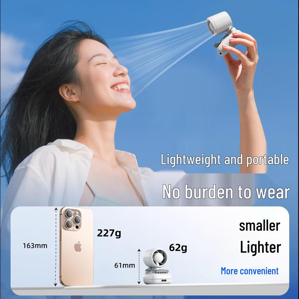 USB Portable Mini Clip-On Fan: High-Speed, Handheld, Foldable, Long Battery Life