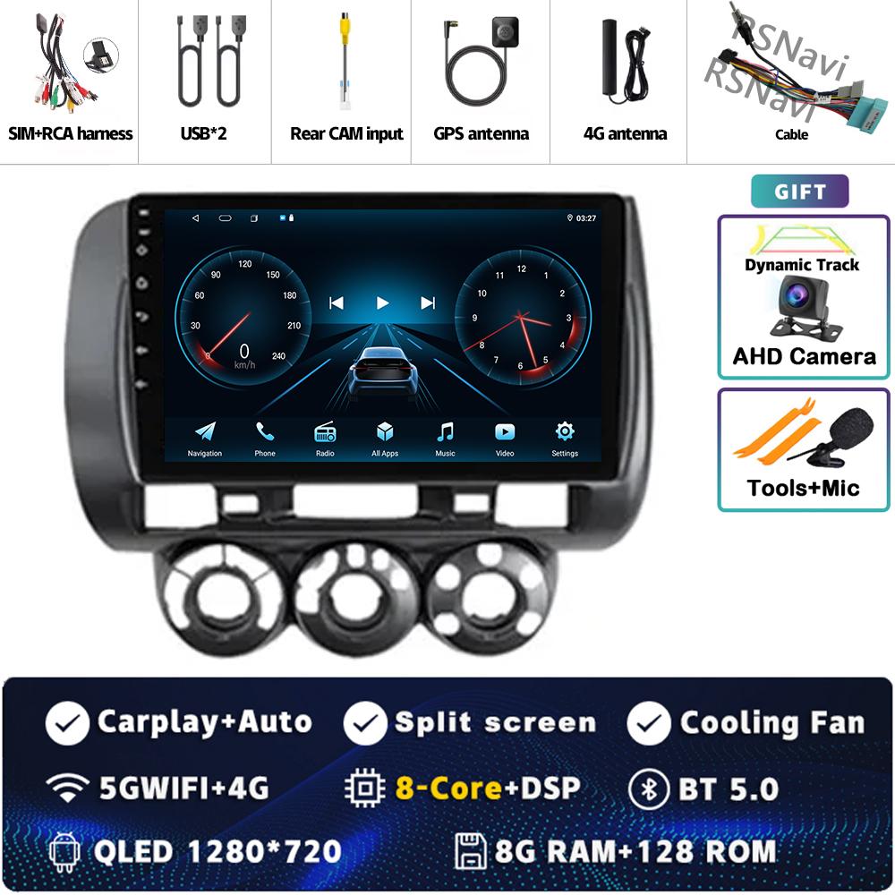 Android 14 Carplay Car Radio For Honda Fit Jazz City 2002 2003 2004 - 2007 Multimedia Video Player Navigation GPS Stereo 2Din BT