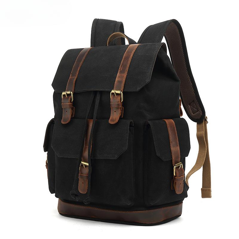 Backpack Retro Shoulder Travel Bag Outdoor Student Satchel Sports Waxed Waterproof Canvas Travel Bag