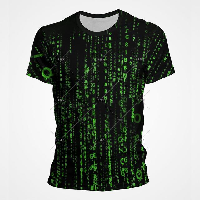 

Модная зеленая футболка с матричным кодом и 3D принтом для мужчин, трендовые футболки с индивидуальным графиком, уличная одежда для программистов, футболка большого размера, топы L