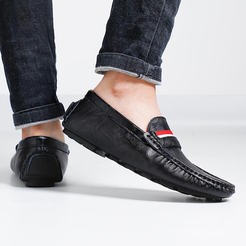 Fashion Fashion Men Leather Bean Shoes Flats Casual Loafers Large Size 38-47 Korean Style Outdoor Non-slip Leather Driving Shoes Shoes