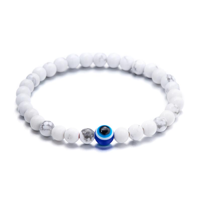 Boho Tiger Eye Beaded Bracelet for Men Turkish Evil Eye Elastic Blue White Beads Bracelet Fashion Travel Zircon Gifts
