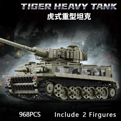 Armored Vehicle Tiger Military Army Main Heavy Tank Battle Soldier Building Blocks Bricks Set For Children Boys Gifts