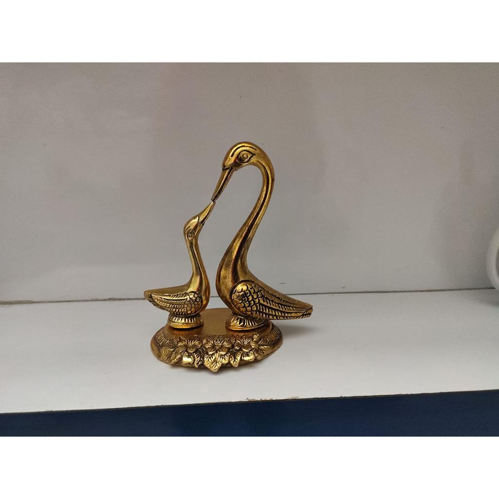 Paar küssender Enten Dekorative Schauobjekte Metall Schwan Set Statue für Heimtisch Büro Schreibtisch Dekoration 5x4,5x3 Zoll, Gold (1) Schwan