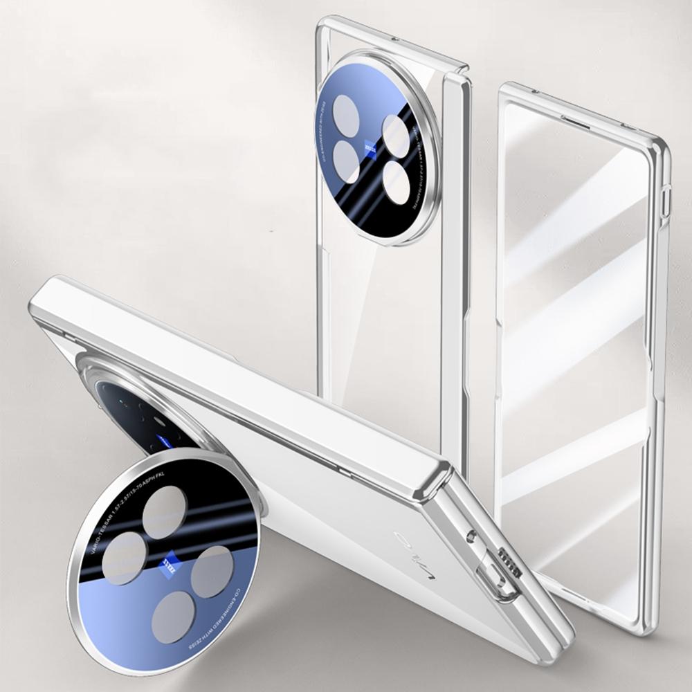 For vivo X Fold5 5G Case PC+Acrylic Phone Cover with HD Tempered Glass Film,Lens Kickstand