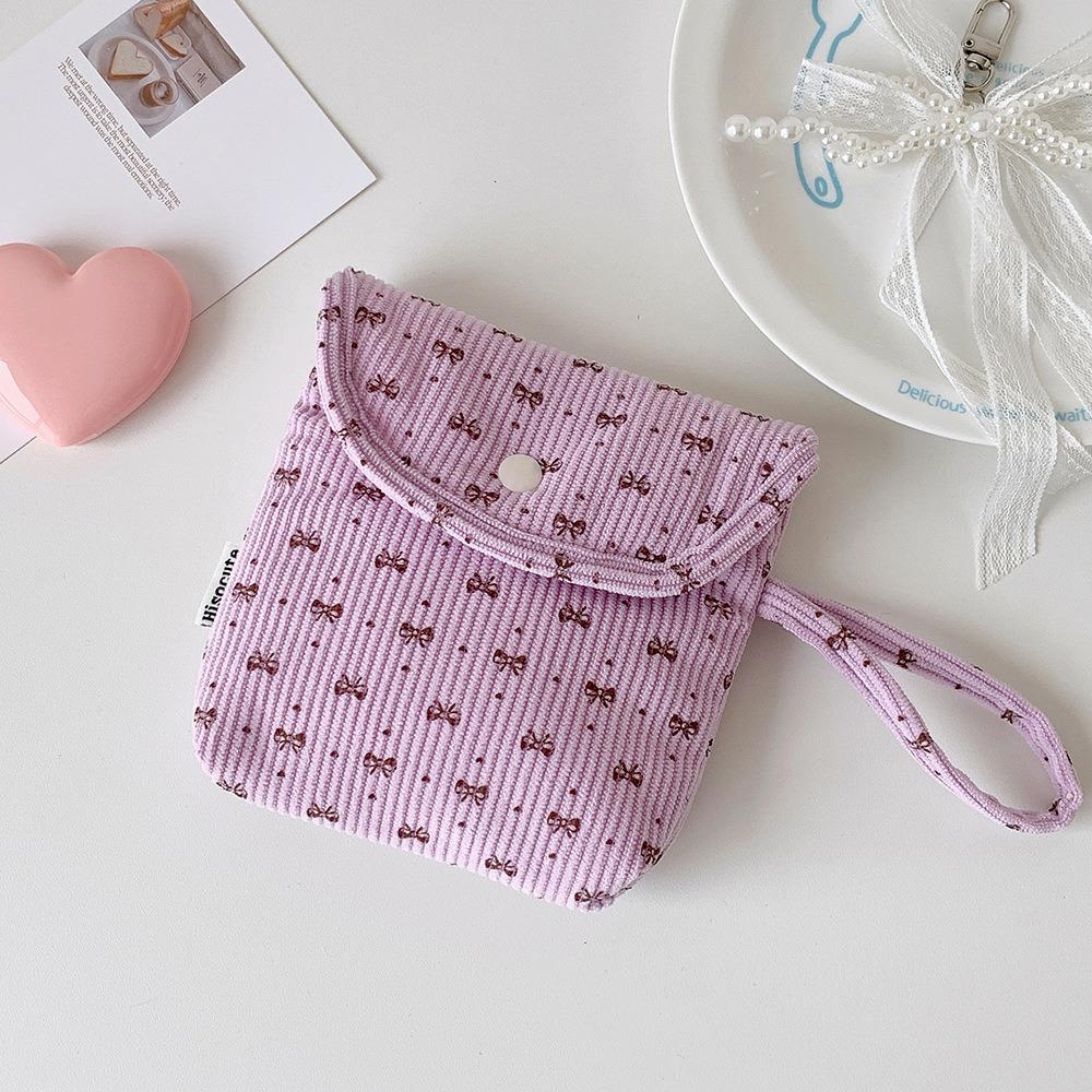 

Portable Sanitary Napkin Storage Bag Bowknot Mini Cosmetic Bag Data Cable Storage Bag фиолетовый