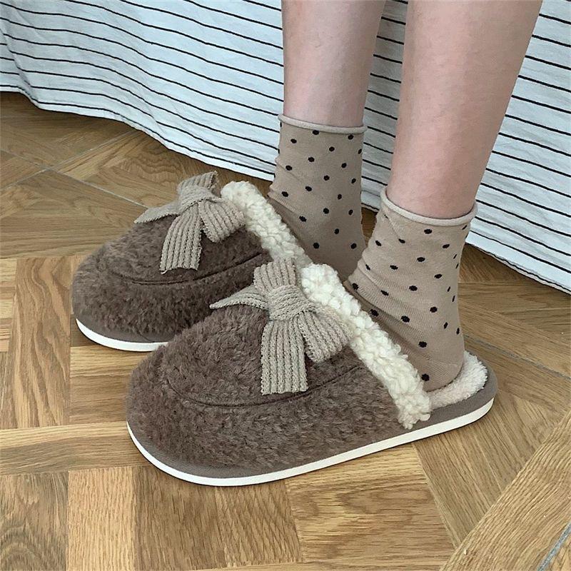 Winter New Fluffy Cotton Slippers Women's Thick-soled Household Couples Thickened Warm Non-slip Soft-soled Cotton Shoes