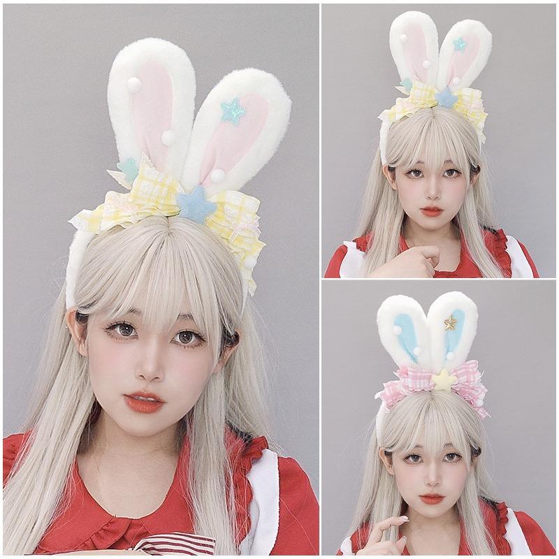 A Lolita Headdress Handmade J Rabbit Ears Lolita Hair Accessories Headband K Handmade Rabbit Ear Headband