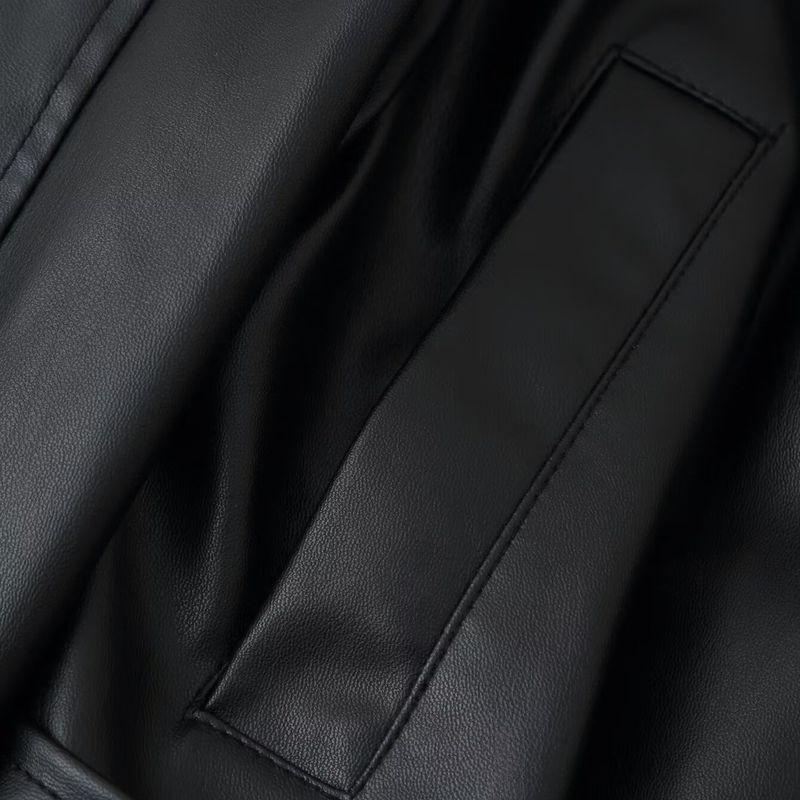 Kaslead New Women Clothes Western Style Versitile Fashion Imitation Leather Wind-Breaker Outerwear 4749743