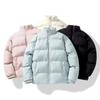 Unisex Solid Color Stand Collar Cotton Puffer Jacket - American Style, Loose, Warm, Trendy Autumn/Winter Coat