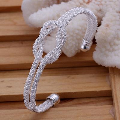 Gioielli da donna Gioielli in argento di alta qualità Gioielli di moda Bracciale rigido aperto circolare annodato squisito B091