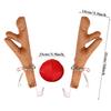 Christmas Car Decoration Reindeer Antlers Kit with Red Nose and Bell Navidad Rudolph Accessory Christmas Holiday Atmosphere Gift