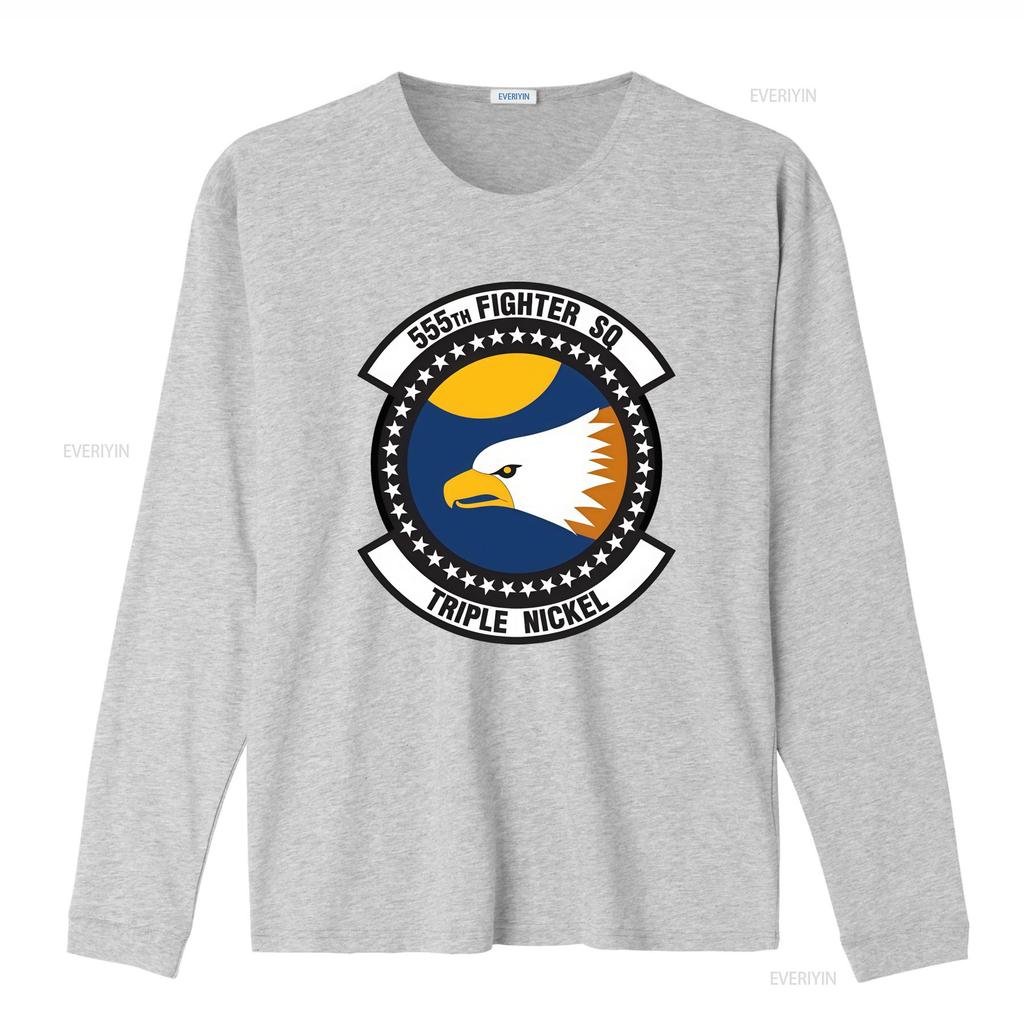 USAF Licensed 555th Fighter Squadron T Shirt D3 Triple Nickel Design with Eagle Logo vintage Washed Stretched Casual Slightly